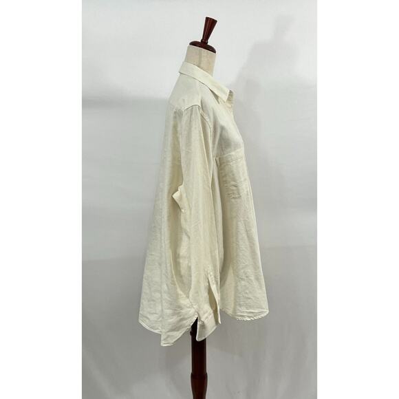 FOUR OBJECTS Sz 5 XL White Herringbone V2 Work Shirt Top - Picture 6 of 11